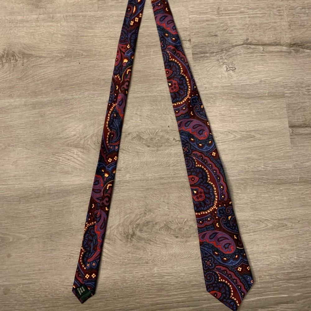 Lauren Ralph Lauren Silk Neck Tie Red Pattern Multi Color 59”